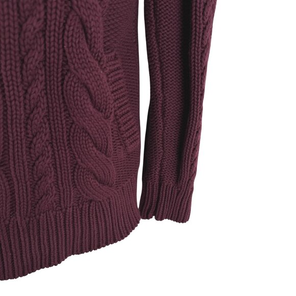 L.L. Bean Double L Mixed Cable Knit Sweater XSP Funnelneck Wine NWT FS-1396 - Picture 4 of 11